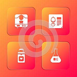 Set X-ray machine, shots, Organ container and Test tube and flask icon. Vector