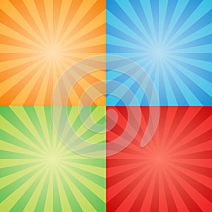 Set of rays comics background, pop art