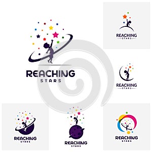 Set of Reaching Stars Logo Design Template. Dream star logo. Emblem, Colorful, Creative Symbol, Icon