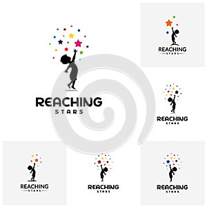 Set of Reaching Stars Logo Design Template. Dream star logo. Emblem, Colorful, Creative Symbol, Icon