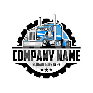 Set of ready to use 18 wheeler semi truck company logo vector template