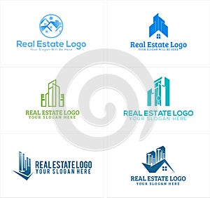 Set of real estate home investment logo design