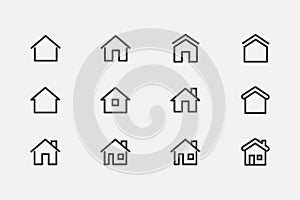 Set of real estate and homes thin line icons. Home icon vector Illustration