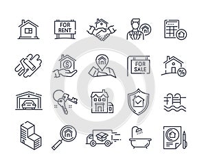 Set of real estate outline icons