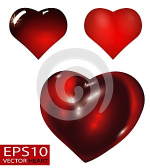 Set of Realistic 3D Valentine hearts vector