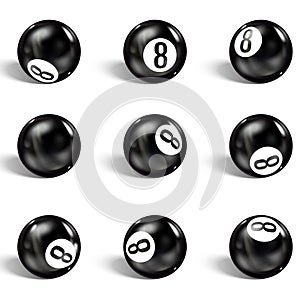 Set of realistic 8 ball. Isolated on a white background