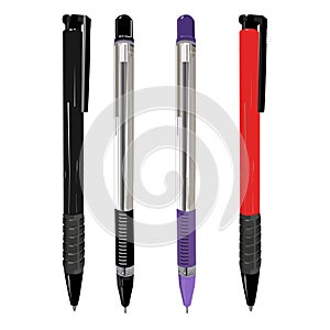 Set of Realistic Ballpoint Pens in Flat Design Isolated