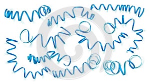 Set of realistic blue ribbons on white background. Vector illustration. Can be used for greeting card, holidays, banners