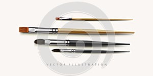 Set of realistic brushes for painting. Paintbrushes on white background. Vector illustration