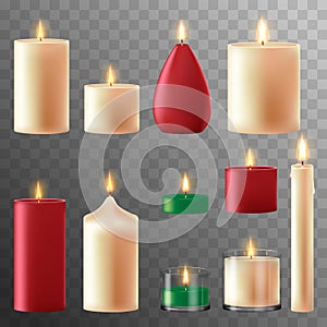 Set of realistic burning candles