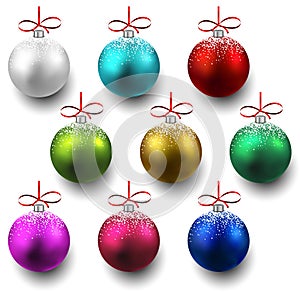 Set of realistic christmas balls.