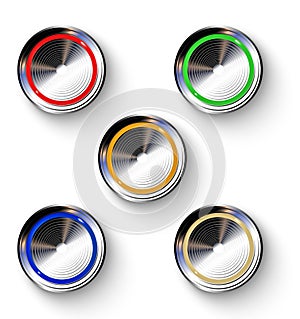 Set of realistic colored buttons