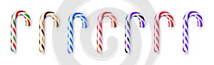 Set of realistic colorful candy canes