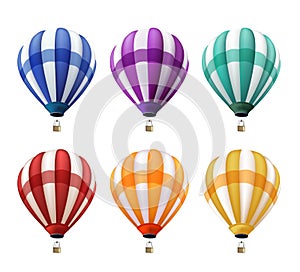 Set of Realistic Colorful Hot Air Balloons Flying