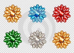 Set of realistic and colorful star bows