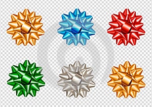Set of realistic and colorful star bows photo