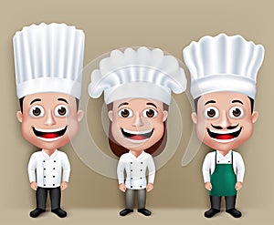 Set of Realistic 3D Chef Man and Woman Characters