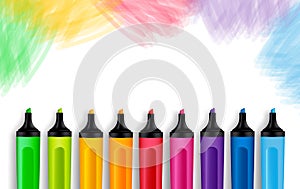 Set of Realistic 3D Colorful Markers photo