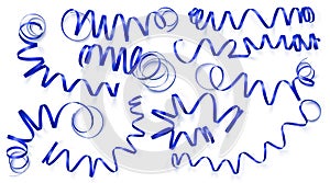 Set of realistic dark blue ribbons on white background. Vector illustration. Can be used for greeting card, holidays
