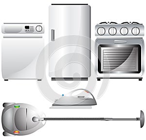 Set of realistic, detailed household appliances