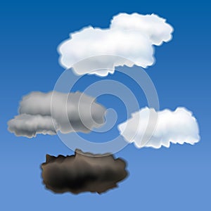 Set of realistic different clouds