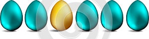 Set of realistic eggs on white background. Easter collection. Vector illustration.