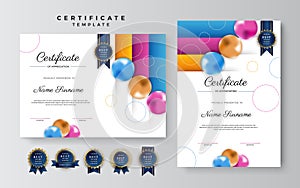 Set of realistic element abstract colorful certificate design template. Suit for business, corporate, institution, party, festive