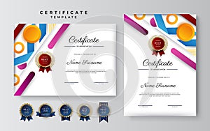 Set of realistic element abstract colorful certificate design template. Suit for business, corporate, institution, party, festive