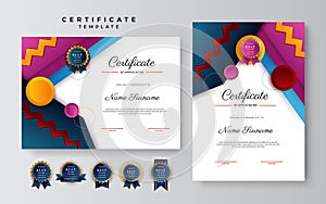 Set of realistic element abstract colorful certificate design template. Suit for business, corporate, institution, party, festive