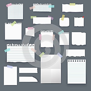 Set of realistic empty vector paper poster mockup, note