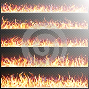 Set of realistic fire flames. EPS 10