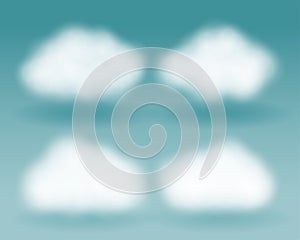 set of realistic fluffy clouds symbols with blurry effect