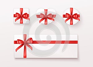 Set of realistic gift boxes. Vector illustration.
