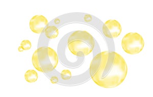 Set of realistic  glossy gold  bubbles