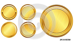 Set of realistic gold coin.