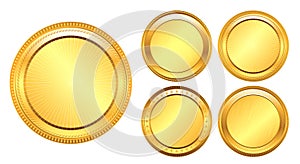 set of realistic gold coin. easy to modify.