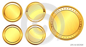 set of realistic gold coin. easy to modify.