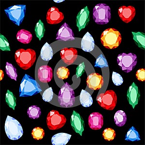 Set of realistic jewels. Colorful gemstones. Raster gemstone Illustration