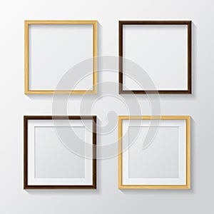 Set of Realistic Light Wood Blank Picture Frames and Dark Wood