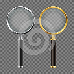 Set of realistic magnifying glass vector design