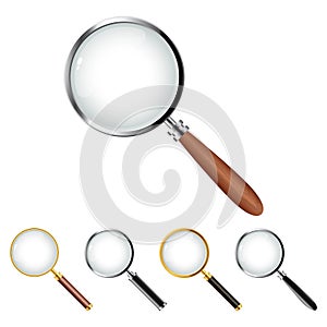 Set of realistic magnifying glass vector design