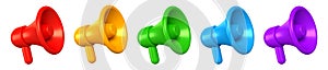 Set of realistic megaphone loudspeaker icons