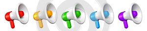 Set of realistic megaphone loudspeaker icons