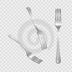 Set of realistic metal forks