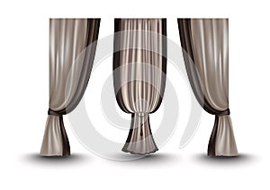 Set of realistic pleated curtains. Vector illustration