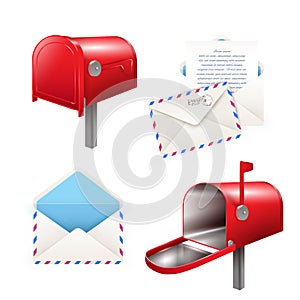 Realistic Postal Elements Set
