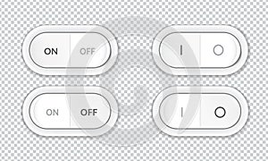 Set of realistic power switch buttons