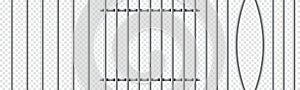 Set of realistic prison metal bars isolated on transparent background. Iron jail cage. Prison fence jail.