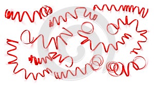 Set of realistic red ribbons on white background. Vector illustration. Can be used for greeting card, holidays, banners