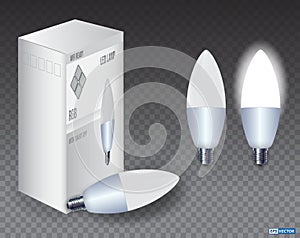 Set of realistic Smart Wifi LED bulb mockups. Eps..